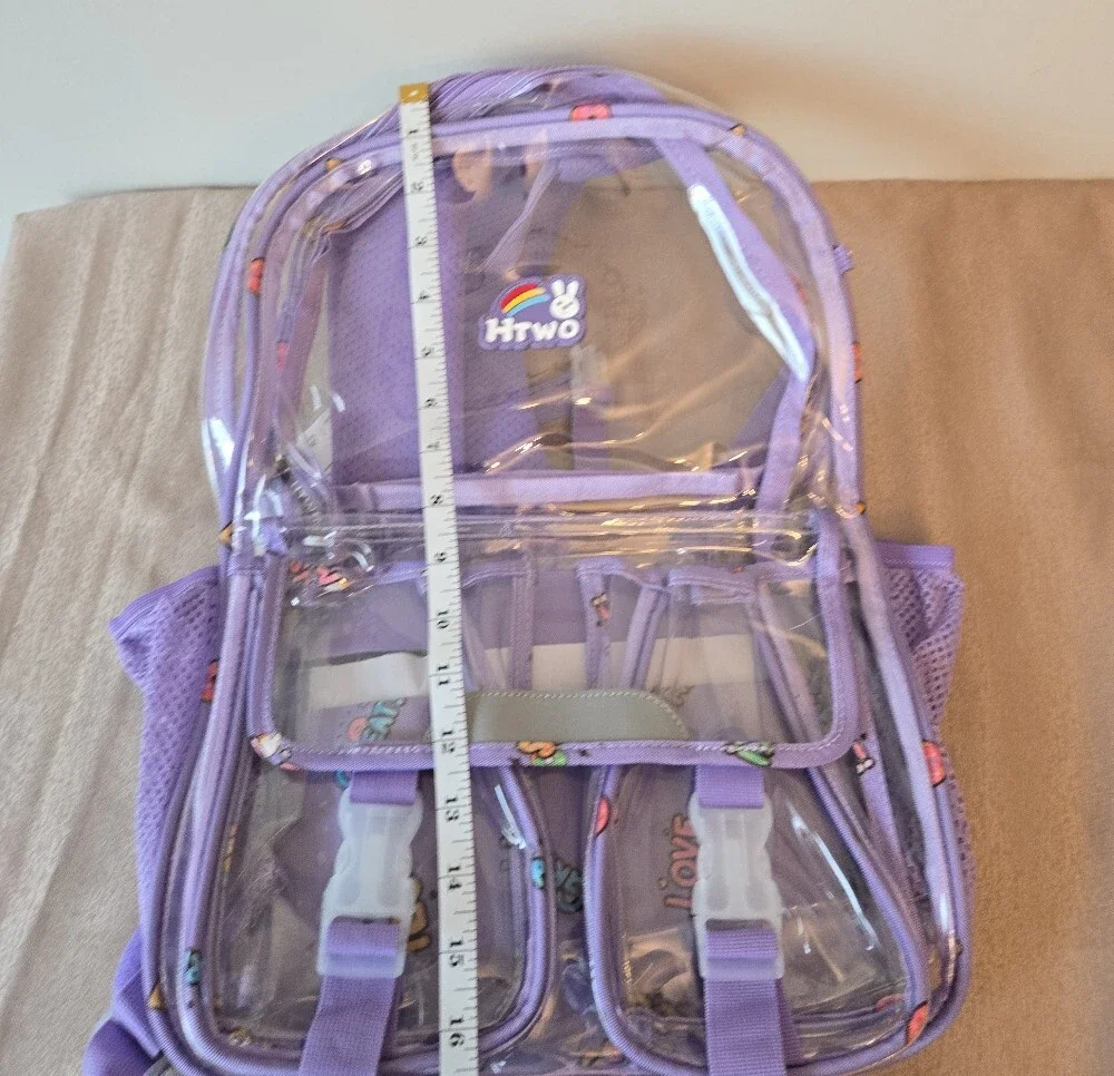 HTWO Clear Backpack Kids Purple PVC School Book Bag New with Tags Adjustable
